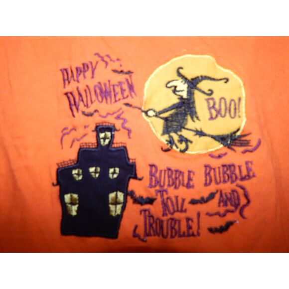BANYAN TREE DESIGNS women's small orange Halloween 3/4-sleeve 100% cotton shirt - Picture 4 of 5